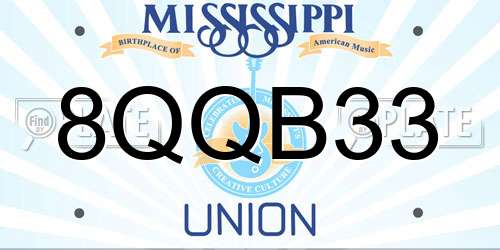 8QQB33 Mississippi License Plate