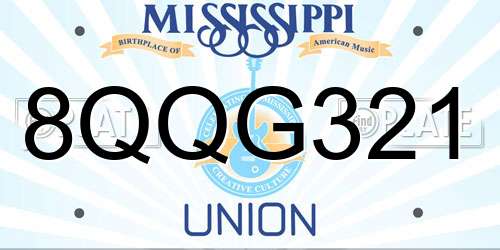 8QQG321 Mississippi License Plate