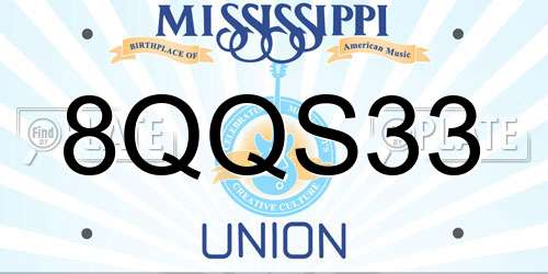 8QQS33 Mississippi License Plate
