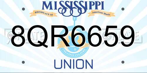8QR6659 Mississippi License Plate