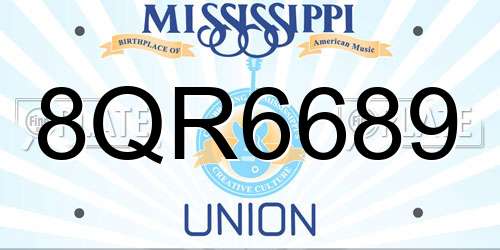 8QR6689 Mississippi License Plate