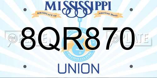 8QR870 Mississippi License Plate