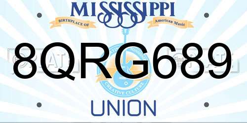 8QRG689 Mississippi License Plate