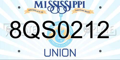 8QS0212 Mississippi License Plate
