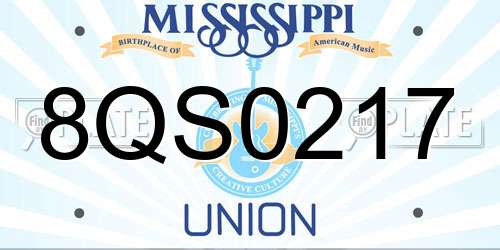 8QS0217 Mississippi License Plate