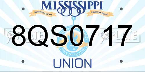 8QS0717 Mississippi License Plate