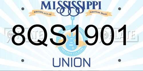 8QS1901 Mississippi License Plate