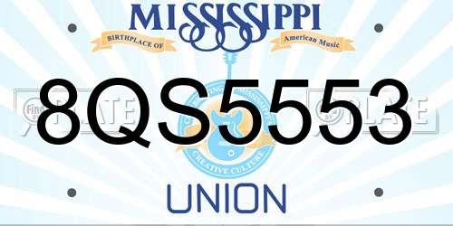 8QS5553 Mississippi License Plate