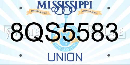 8QS5583 Mississippi License Plate