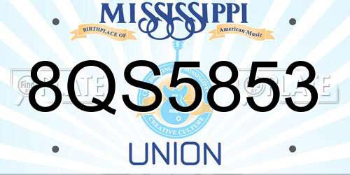 8QS5853 Mississippi License Plate