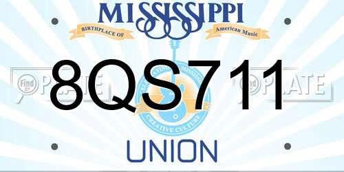 8QS711 Mississippi License Plate