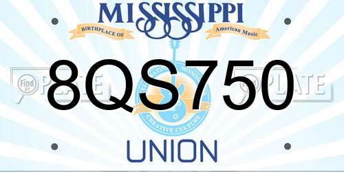 8QS750 Mississippi License Plate