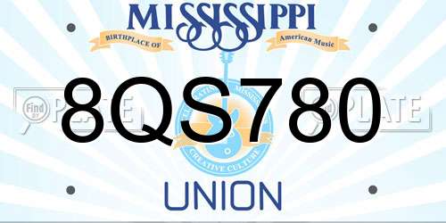 8QS780 Mississippi License Plate