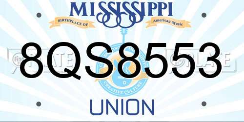 8QS8553 Mississippi License Plate
