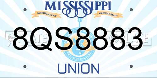 8QS8883 Mississippi License Plate