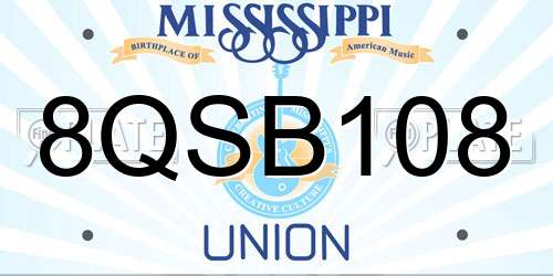 8QSB108 Mississippi License Plate