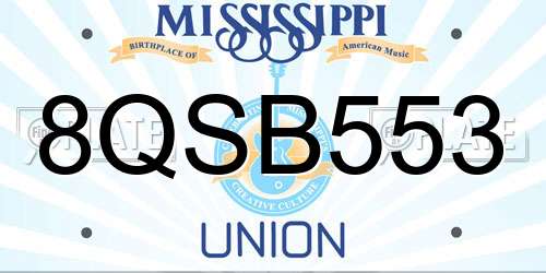 8QSB553 Mississippi License Plate