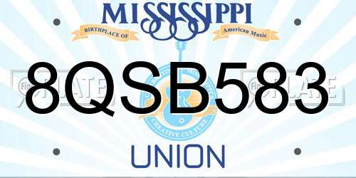 8QSB583 Mississippi License Plate