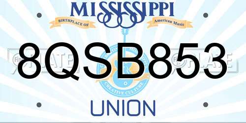 8QSB853 Mississippi License Plate