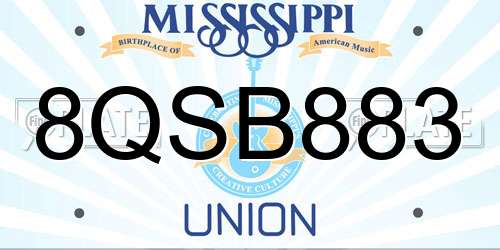 8QSB883 Mississippi License Plate