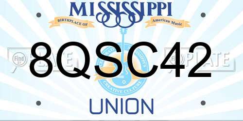 8QSC42 Mississippi License Plate