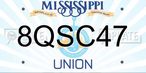 8QSC47 Mississippi License Plate