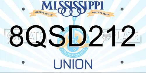 8QSD212 Mississippi License Plate
