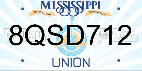 8QSD712 Mississippi License Plate