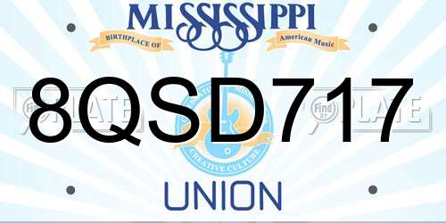 8QSD717 Mississippi License Plate