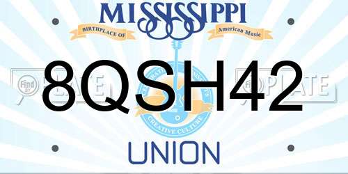 8QSH42 Mississippi License Plate
