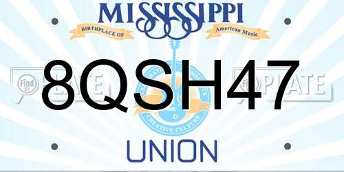 8QSH47 Mississippi License Plate