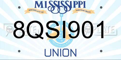 8QSI901 Mississippi License Plate