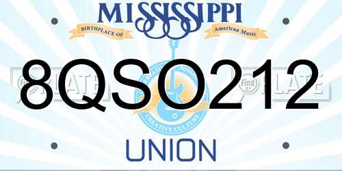 8QSO212 Mississippi License Plate