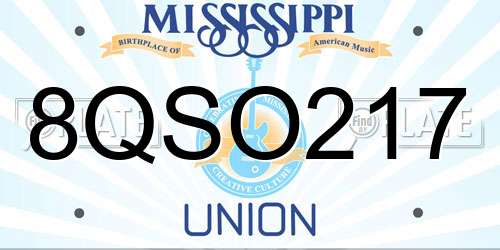 8QSO217 Mississippi License Plate