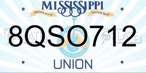 8QSO712 Mississippi License Plate