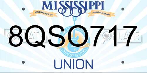 8QSO717 Mississippi License Plate