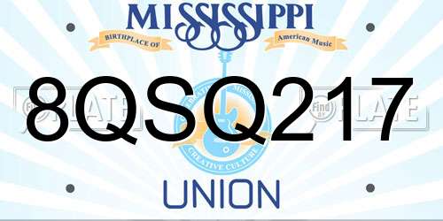8QSQ217 Mississippi License Plate