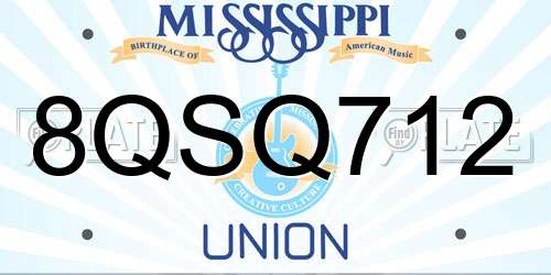 8QSQ712 Mississippi License Plate