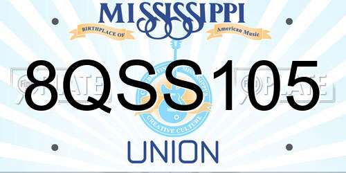 8QSS105 Mississippi License Plate