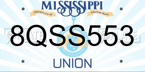 8QSS553 Mississippi License Plate
