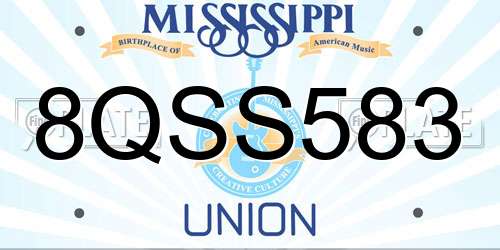 8QSS583 Mississippi License Plate