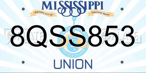 8QSS853 Mississippi License Plate