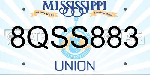 8QSS883 Mississippi License Plate