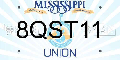 8QST11 Mississippi License Plate