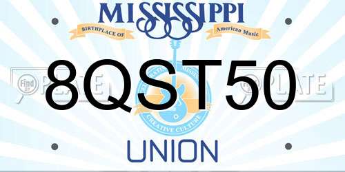 8QST50 Mississippi License Plate