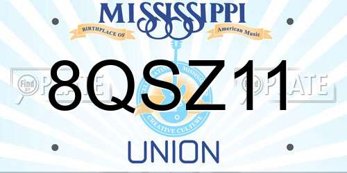 8QSZ11 Mississippi License Plate