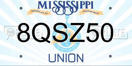 8QSZ50 Mississippi License Plate