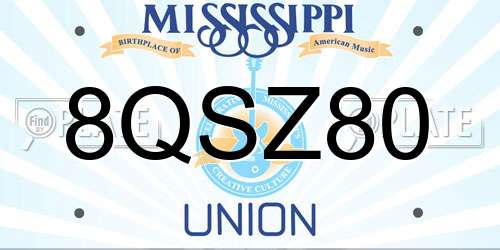 8QSZ80 Mississippi License Plate