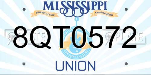 8QT0572 Mississippi License Plate