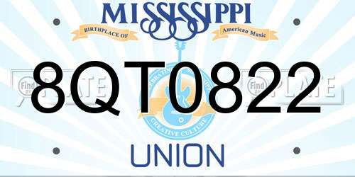 8QT0822 Mississippi License Plate